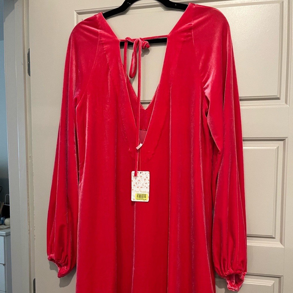 HOT PINK VELVET FREE PEOPLE DRESS